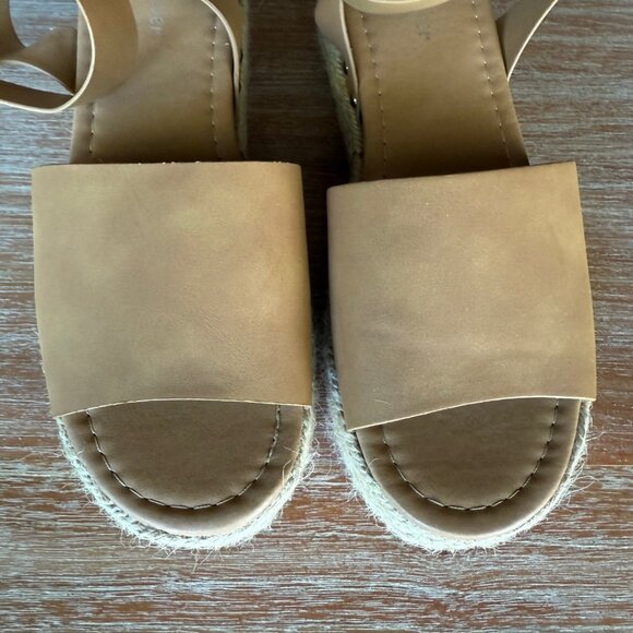 Forever Taupe Tan Open Toe Ankle Strap Espadrille Size‎ 10 - Picture 7 of 10